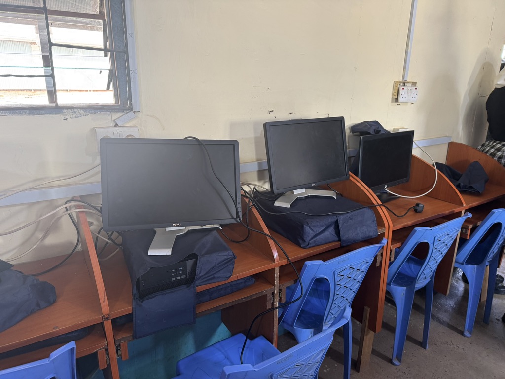 Desktop computers set up in the KGSA computer lab
